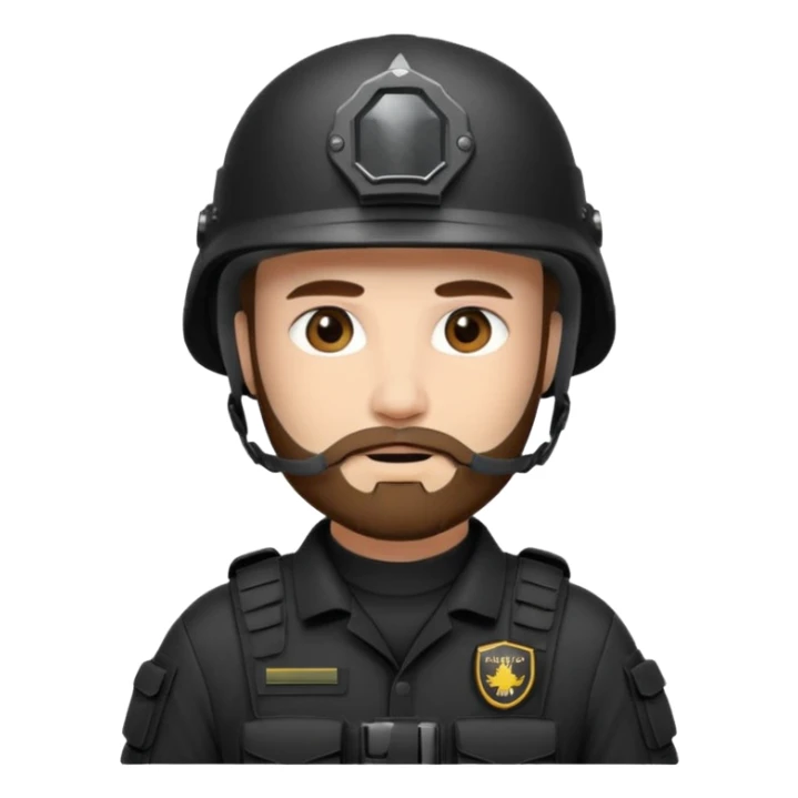 SWAT member with white skin and brown beard sticker
