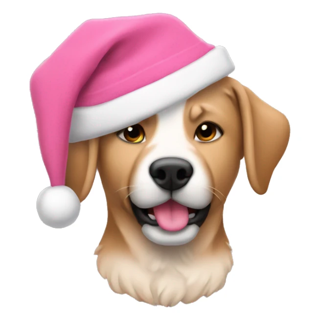 Stafford with pink sweater and pink christmas hat sticker