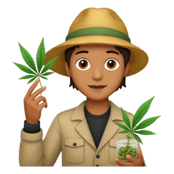 dealer with cannabis on a hand sticker