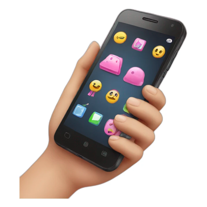smartphone on a hand, with pink check on the screen sticker