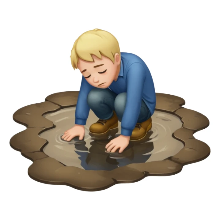 apple style emoji of a man sprawled face down in a puddle sticker