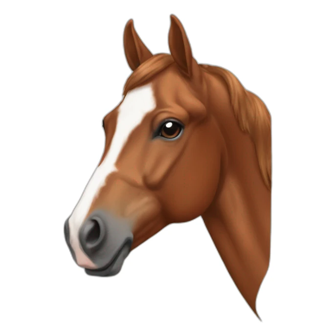 Chestnut warmblood horse with a white bless  sticker