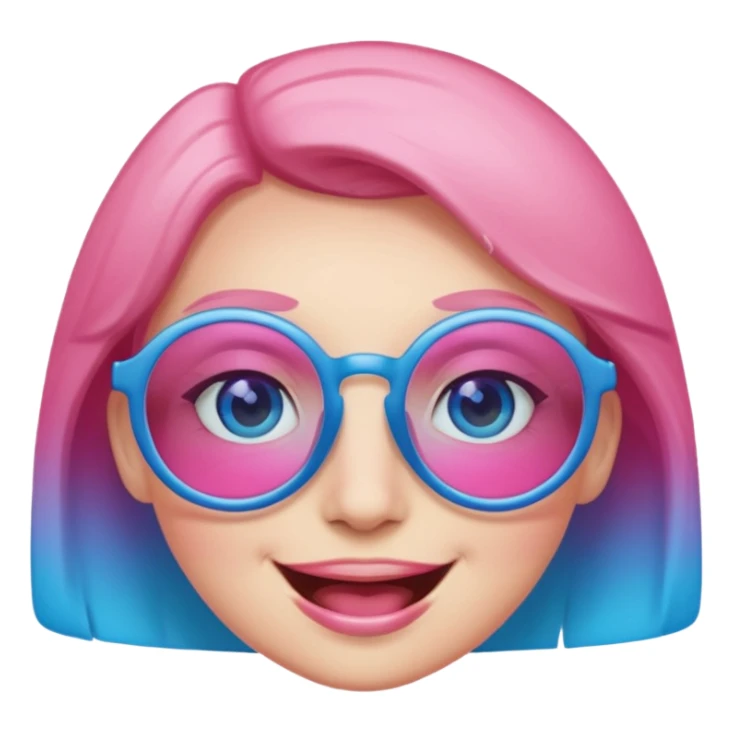 smiling face with oversized glasses with gradient pink to blue lenses sticker