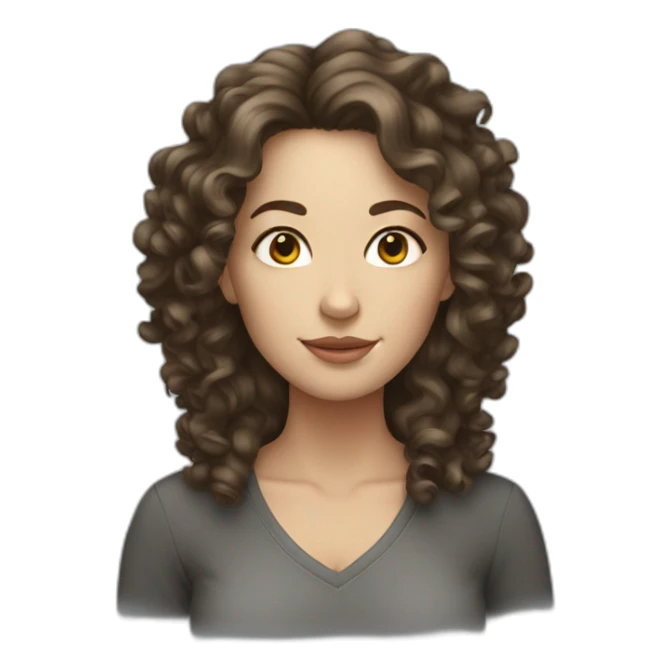 white woman with curly long dark hair sticker