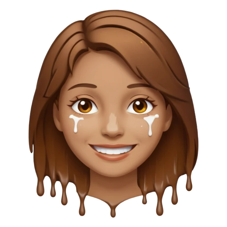 Brown Hair Woman , white paint , drip, face, happy sticker