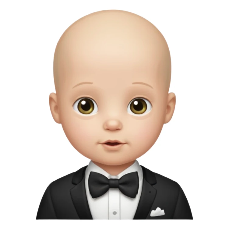 bald baby with bowtie sticker