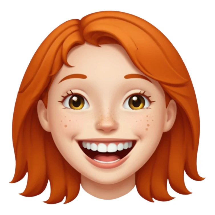 Laughing emoji of a girl and gap between the upper two teeth sticker