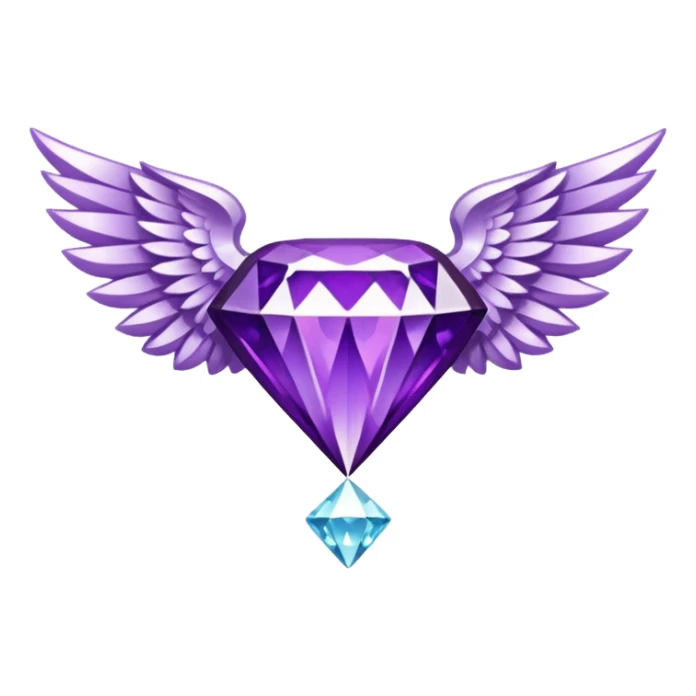 holy diamond emblem with white wings and purple diamond in the middle sticker