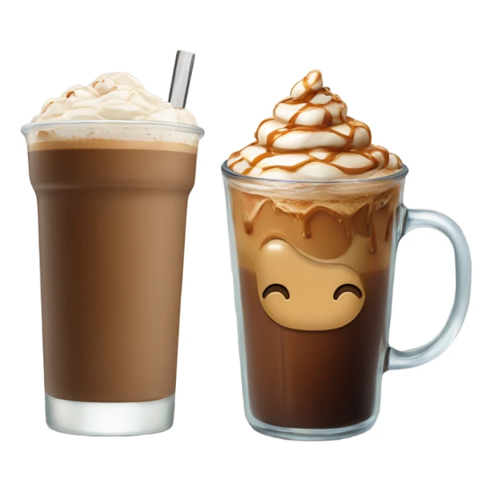 caramel coffee next to a chocolate iced coffee  sticker