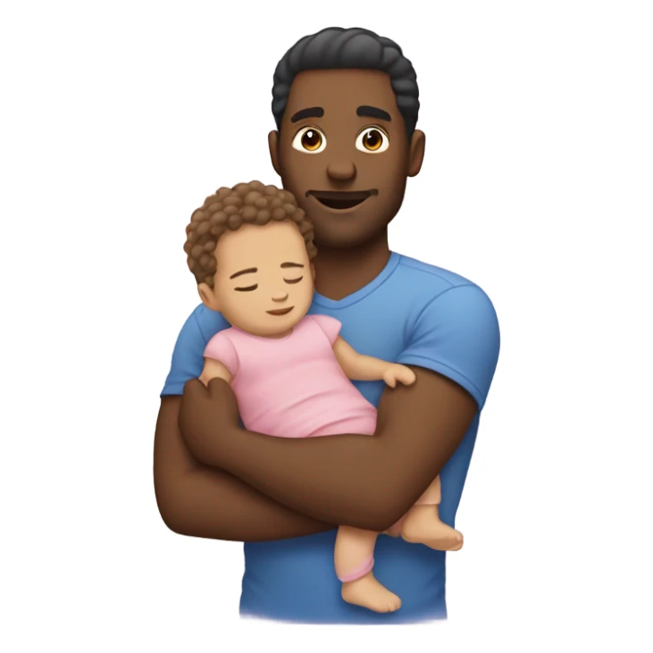 Man holding small baby girl sticker