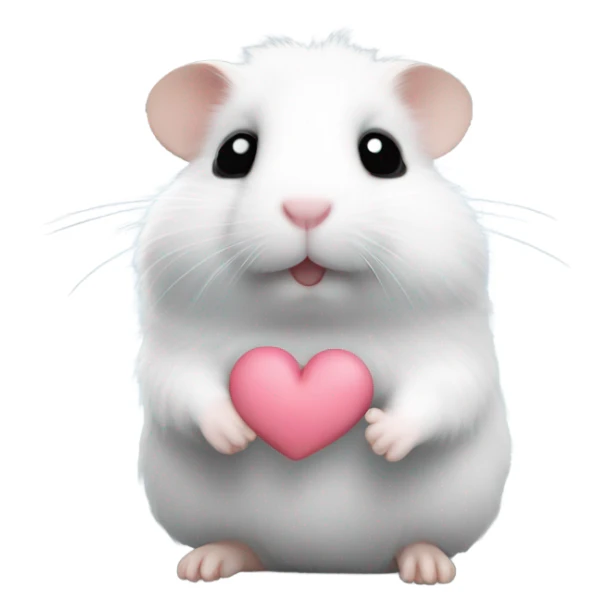black and white hamster giving a hug with a heart  sticker