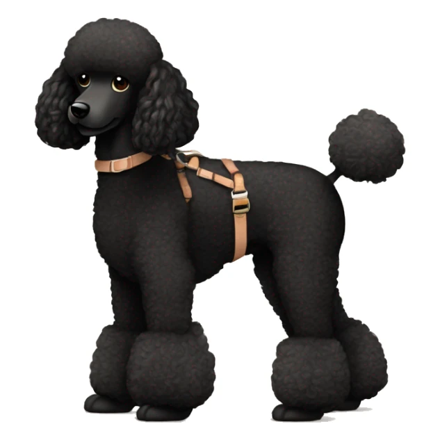 3 legs One Small unshaved Black Poodle with brown harness is walking with a pretty girl sticker