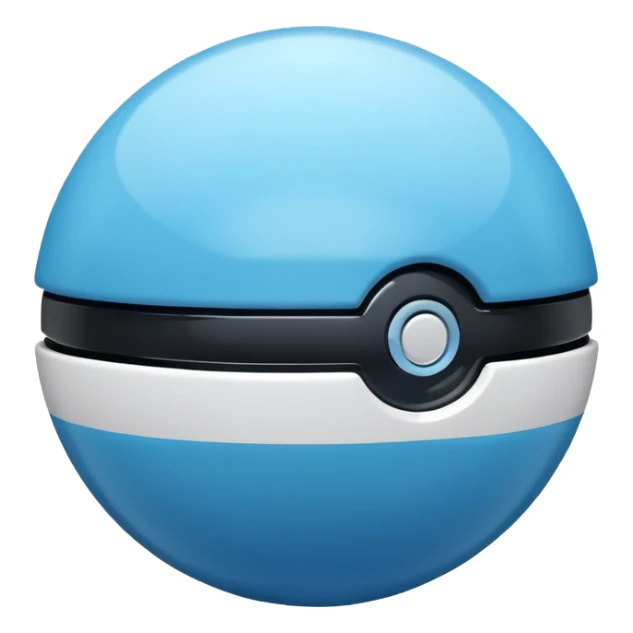 vibrant blue pokeball emoji with a black stripe and highlights sticker