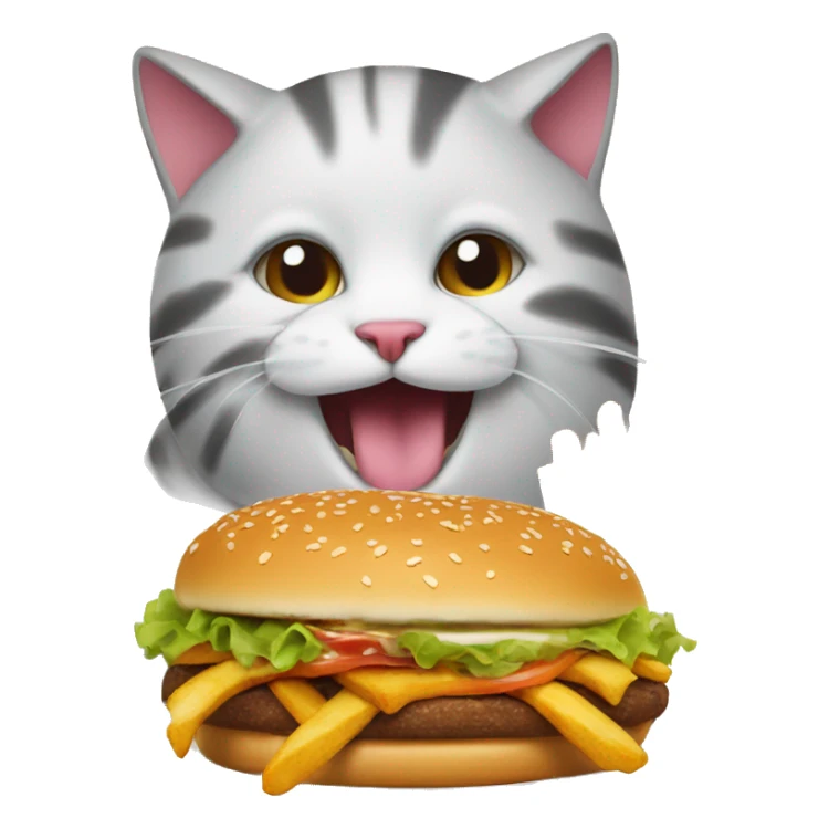 Cat eating burger and fries sticker
