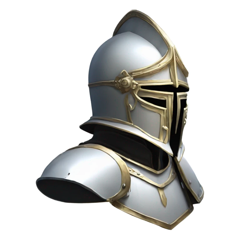 ornate full-face closed armet medieval helmet armor intricate white inlays sticker