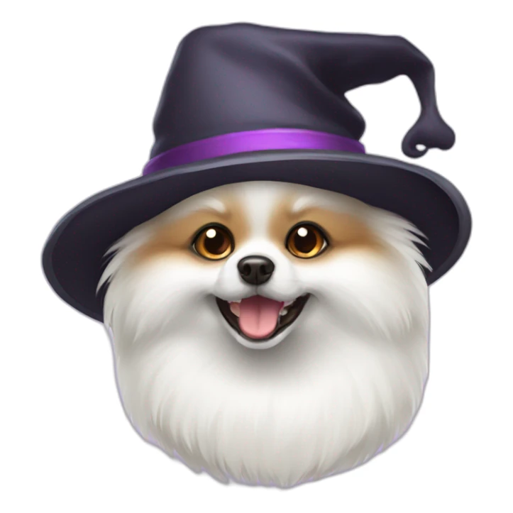 white-pomeranian using hat of halloween sticker