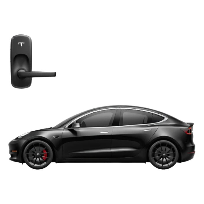 tesla model 3 performance preto com puxadores das portas pretos e rodas com jantes cinzentas  sticker