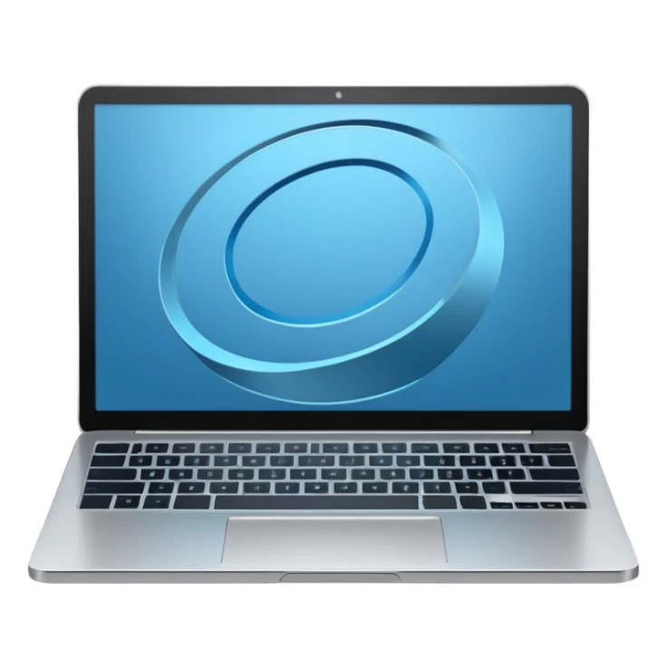 3D minimal icon of a premium silver or gray laptop with no logos, placed on a color #FF3D00 gradient background. Clean, modern, high-end tech style. sticker