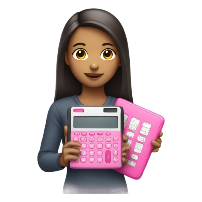 Girl holding pink calculator sticker