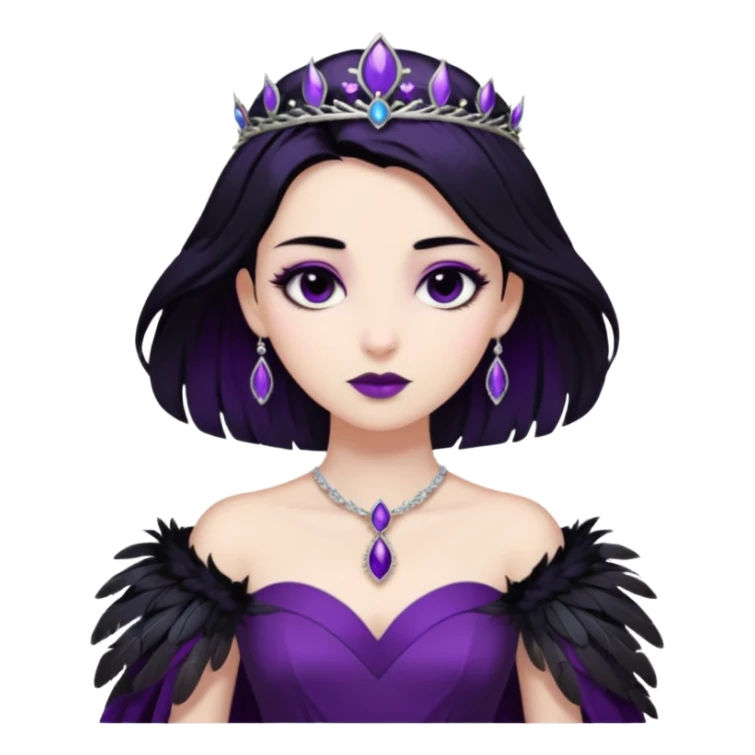 Raven Princess – feather brooch + plum gown,Shadow Princesses. sticker