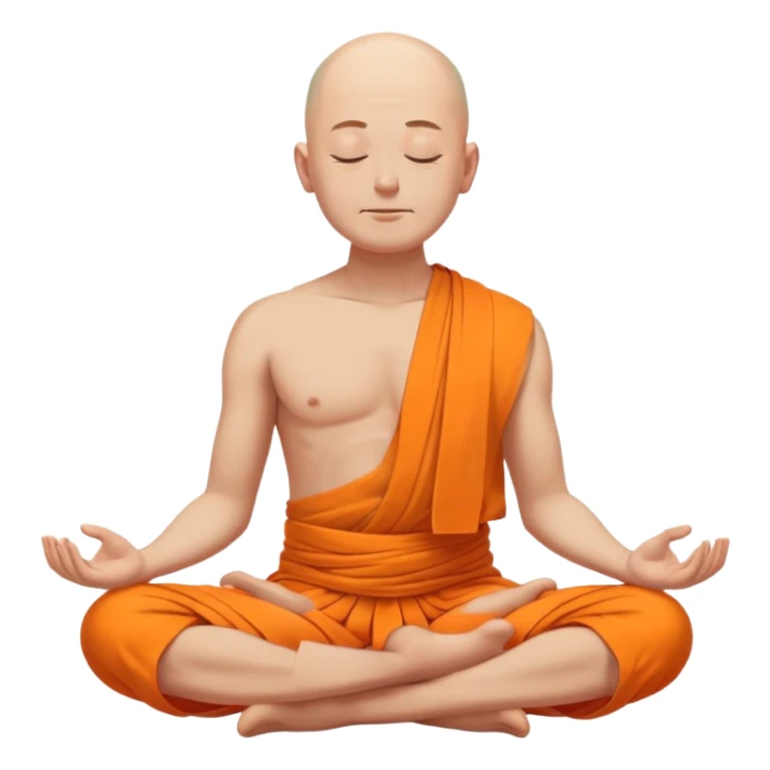 poore enlightened men meditating closed eyes, bold head bare torso, orange dhiti cover legs, poore sticker