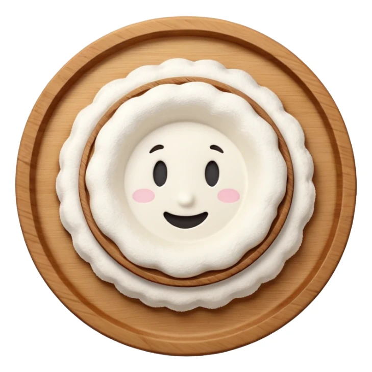 3d pour flour on circular wooden plate with curved edges sticker