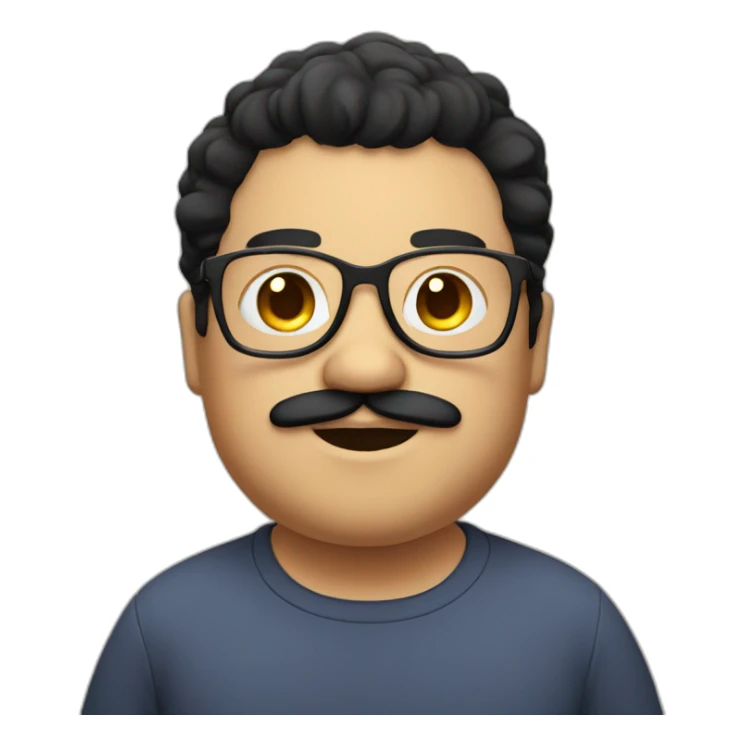 fat boy with glasses and a mustache and black hair sticker
