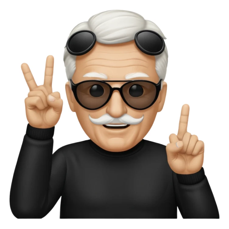 Some white old guy with a mask on and black shades with it also holding up the middle fingers sticker