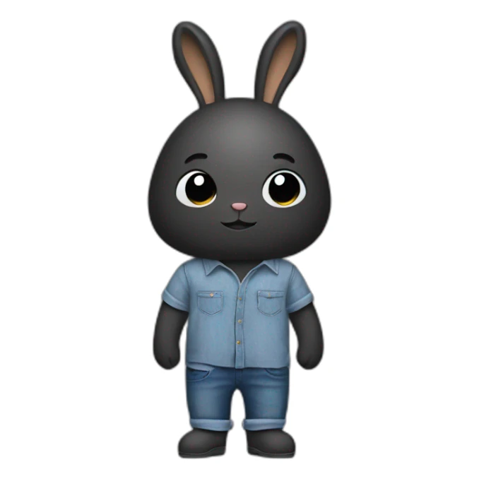 male black bunny with airpods, jeans and oversize shirt sticker