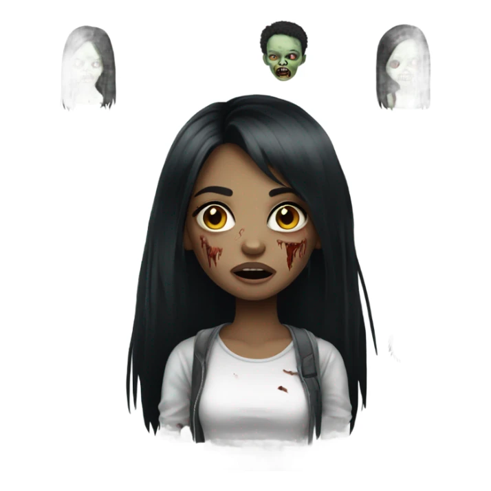 zombie girl black hair e franja sticker