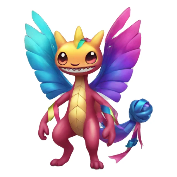 Shiny colorful Fakémon with ribbons sticker
