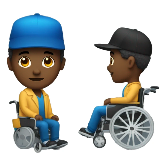 Dark man with blue AF hat sitting in a wheelchair sticker