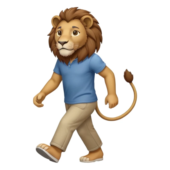 anthropomorphised lion in casual clothes walking upright, relaxed pose sticker