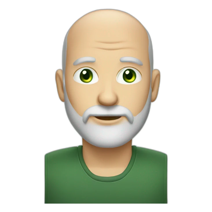 Bald man with a gray beard and green eyes sticker