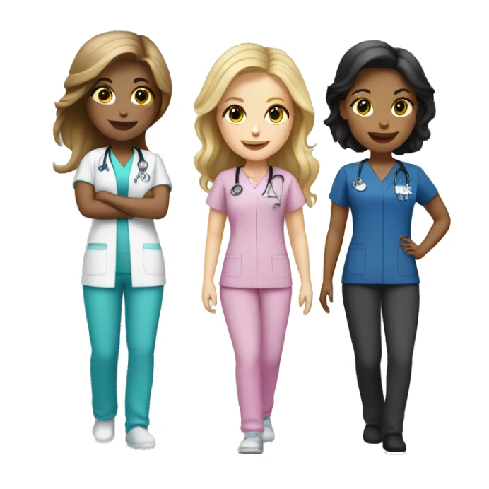 Three white girls one brunette two blonde in scrubs  sticker