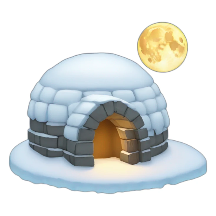 igloo with moon on top sticker