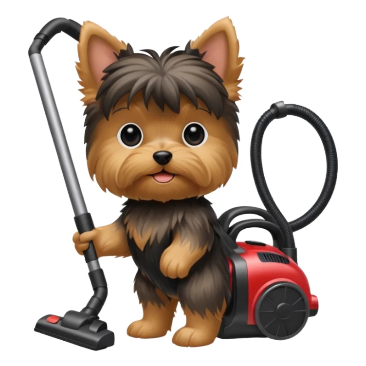 Yorkie dog with a vaccum sticker