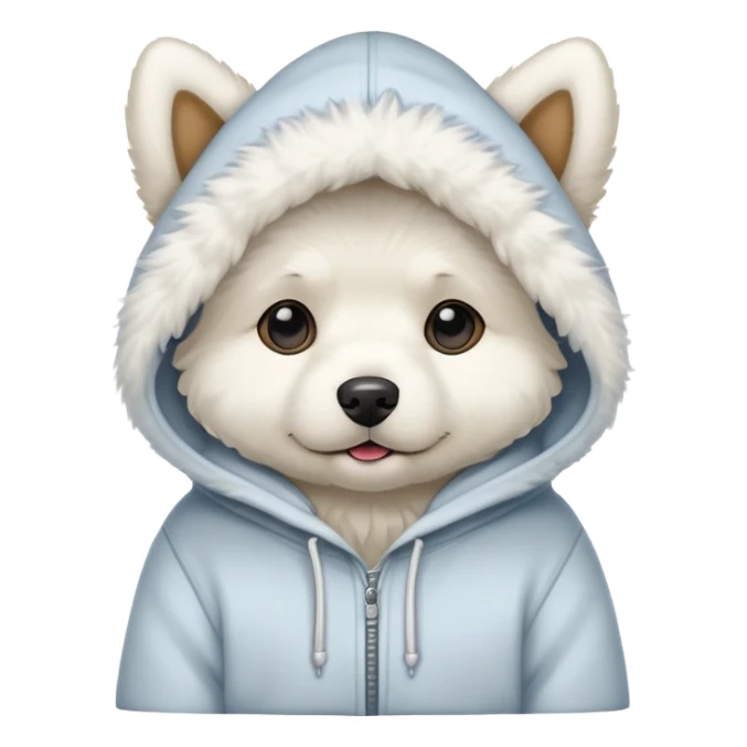 White Fluffy Dog Wearing A Hoodie sticker