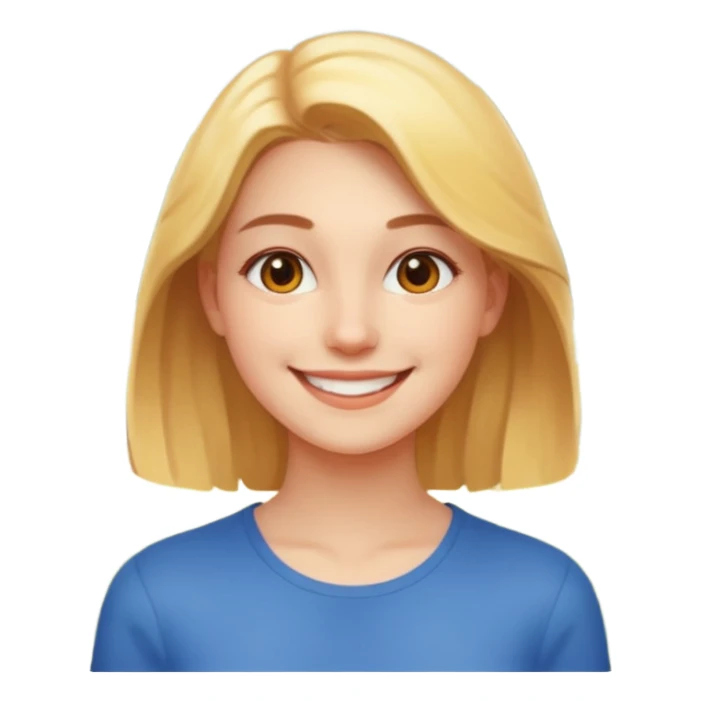 young woman in a sunlit park, smiling, simple and expressive sticker