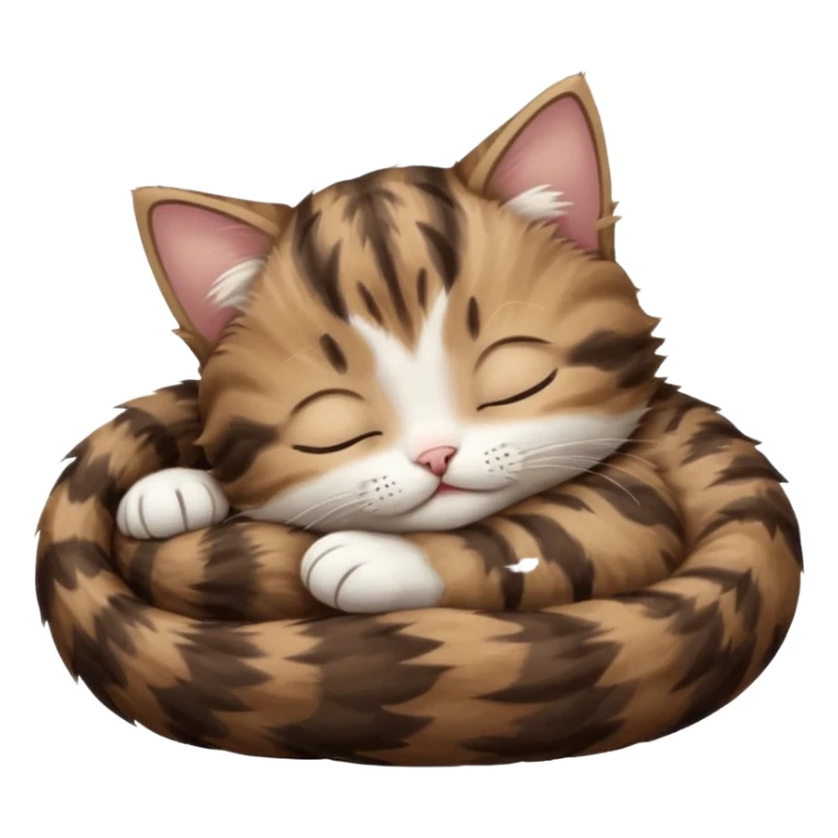 dark brown tabby and white kitten in funny positions with eyes closed sticker