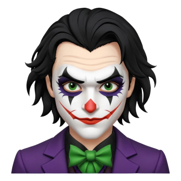man with black hair black and white joker makeup black clothes sticker