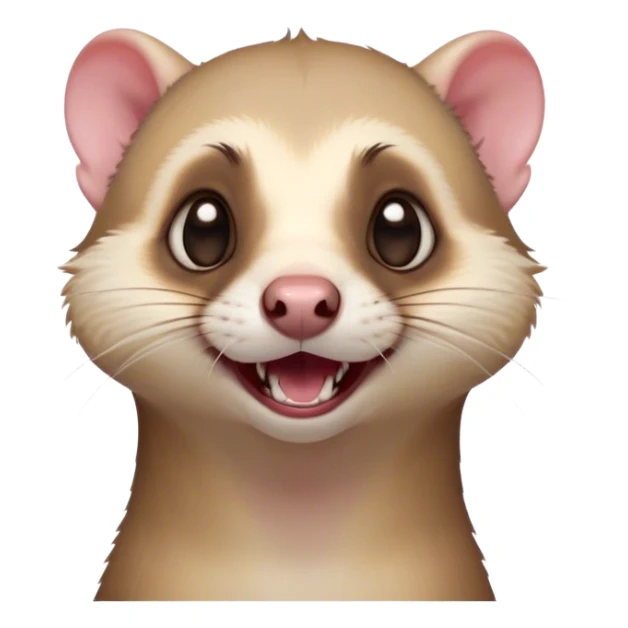 Cinematic Comical Ferret Portrait Emoji, Head tilted dramatically with an exaggeratedly shocked expression, featuring a slender, wiggly body and a distinct ferret head with a pointed snout and small ears, with wide, hilariously expressive eyes full of humorous disbelief, Simplified yet hilariously expressive features, highly detailed, glowing with a slightly sassy natural glow, high shine, dramatic yet playful, stylized with an air of quirky charm, soft glowing outline, capturing the essence of a meme-worthy ferret that looks ready to scamper into viral fame! sticker
