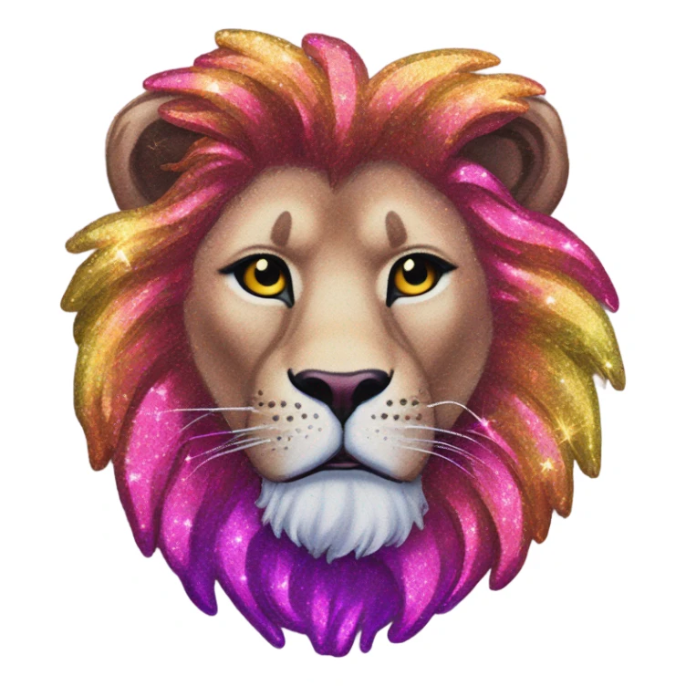 Lisa frank lion with glitter mane sticker