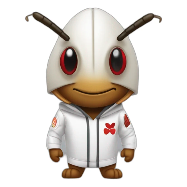 cockroach with jiu-jitsu outfit and red eyes looking forward sticker