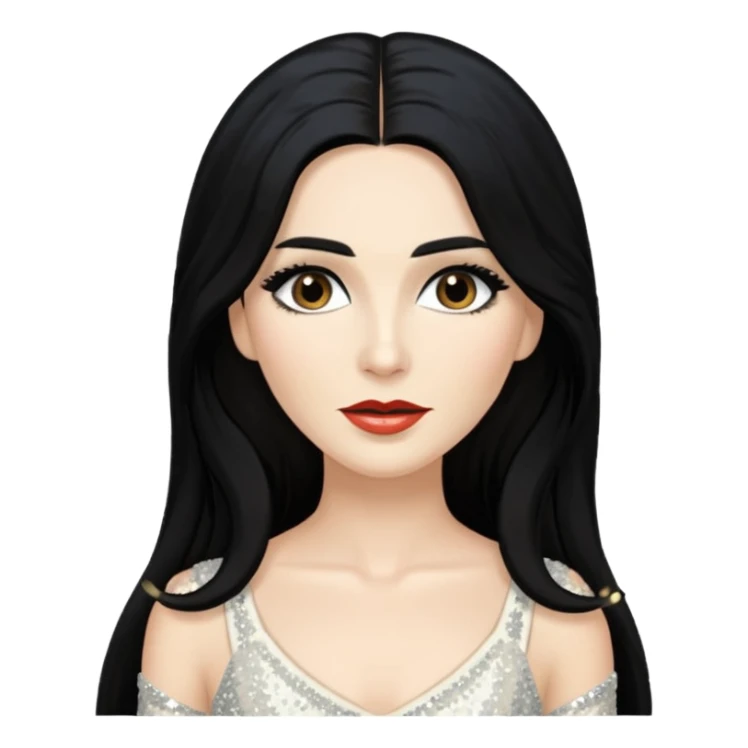 Conchita with long black hair, ivory sequin outfit sticker