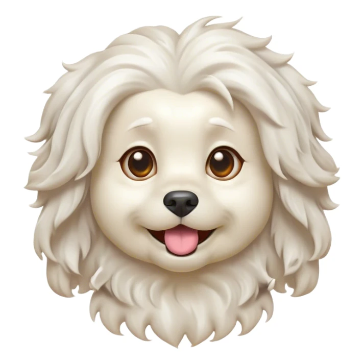 Cinematic Comical Wavy-Haired Maltese dog Portrait Emoji, Head tilted dramatically with an exaggeratedly amused or surprised expression, featuring a silky, wavy-haired white coat with a playful sheen, wide, expressive dark eyes filled with exaggerated disbelief, Simplified yet hilariously expressive features, highly detailed, glowing with a slightly sassy glow, high shine, dramatic yet playful, stylized with an air of cheeky charm, bright and endearing, soft glowing outline, capturing the essence of a spirited and over-the-top companion, so meme-worthy it feels like it could side-eye its way into internet fame instantly! sticker