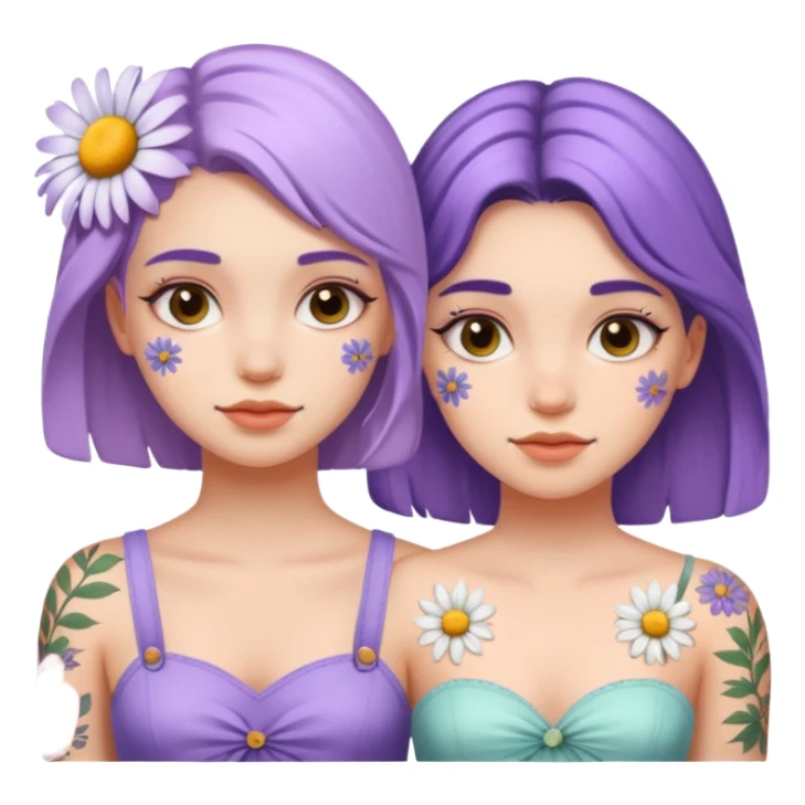 Due ragazze con un tatuaggio di una lavanda e di una margherita sticker
