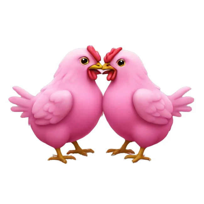 Pink chickens kissing  sticker