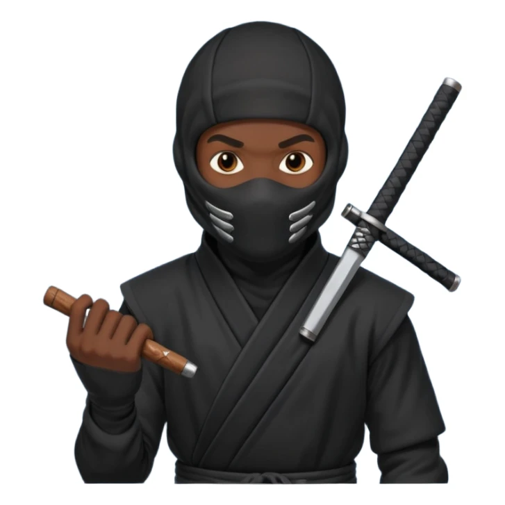 Black man wearing a ninja suit holding a blunt  sticker
