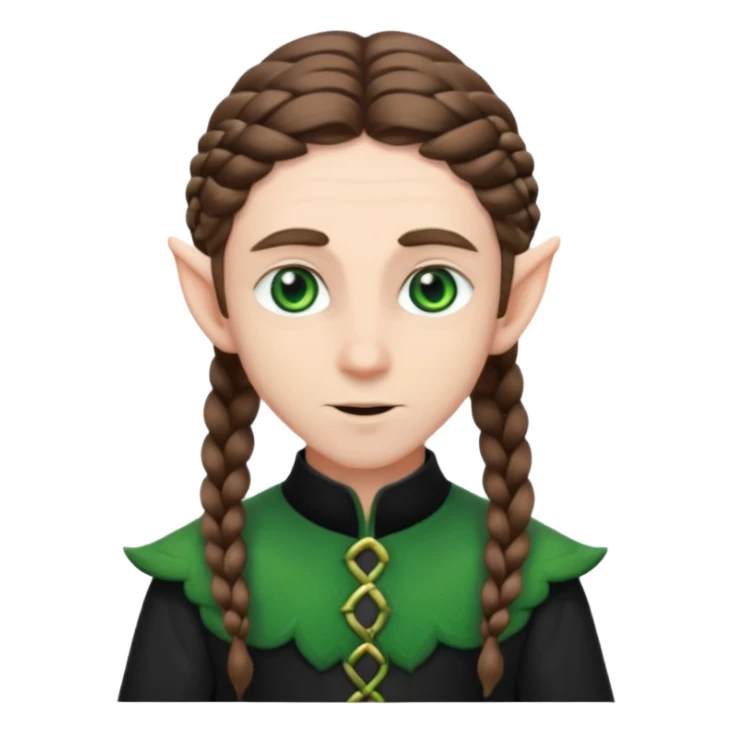 elves with braided brown  hair man black dree sticker